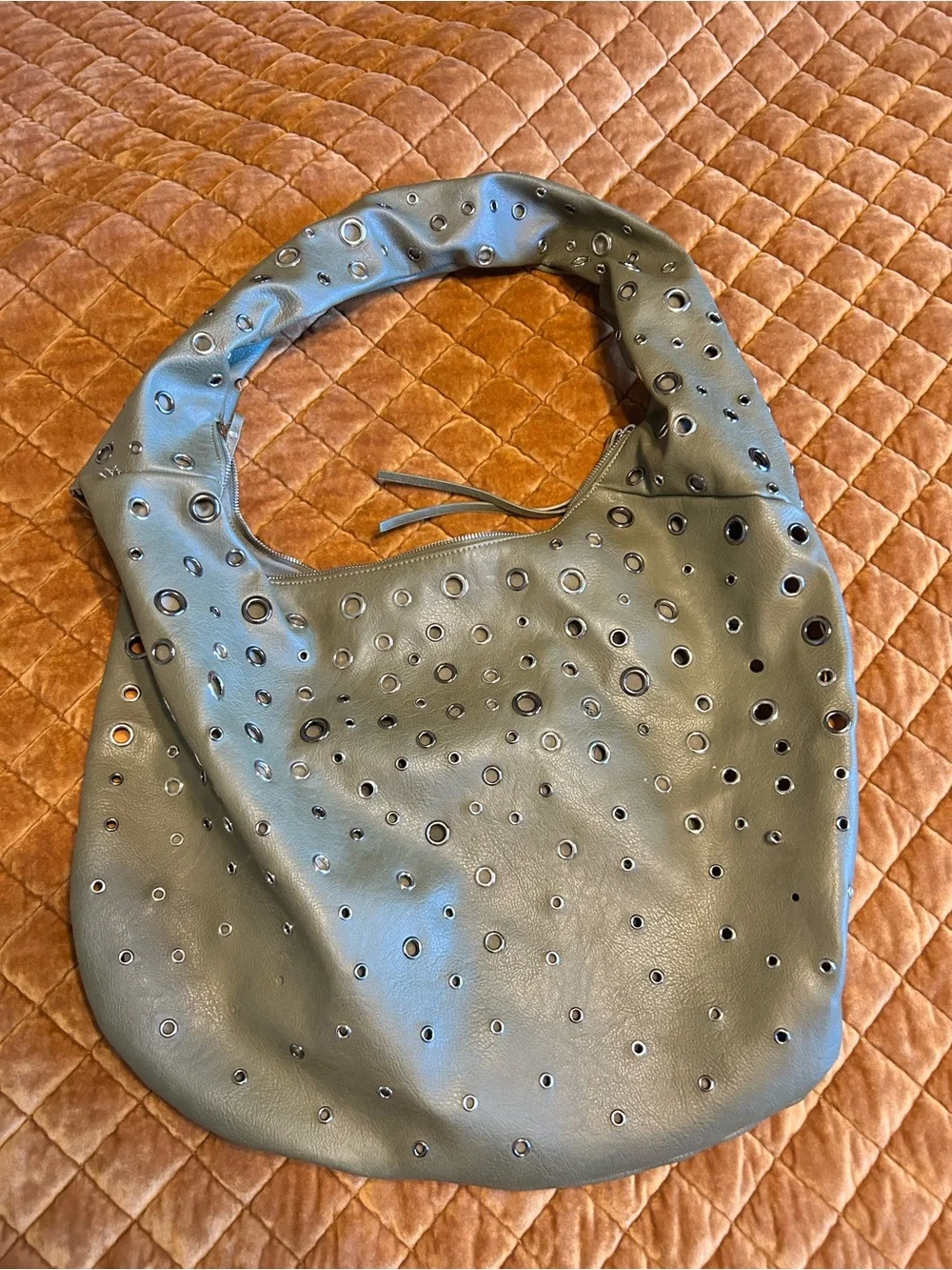 Free People Grommet Hobo Shoulder Bag in Sage Green
